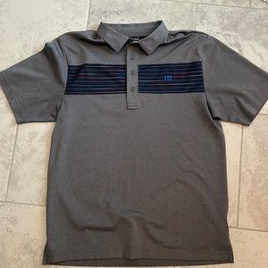 Grey striped polo